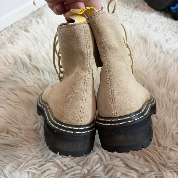 Proenza Schoulder Jordyn Lug Sole Cream Suede Leather Lace Up Boots - Picture 7 of 9